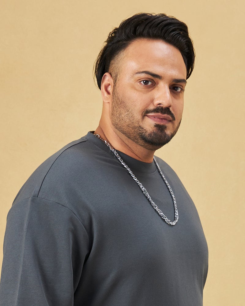 bewakoof Men's Grey Oversized Plus Size T-shirt - Image 5